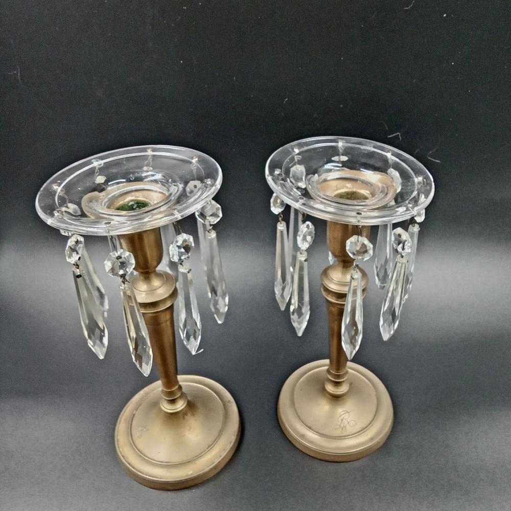 Vintage Taper  Bobeches Lot Of 2 With 8 3.5 Drops [Candle Sticks Not Included]#5